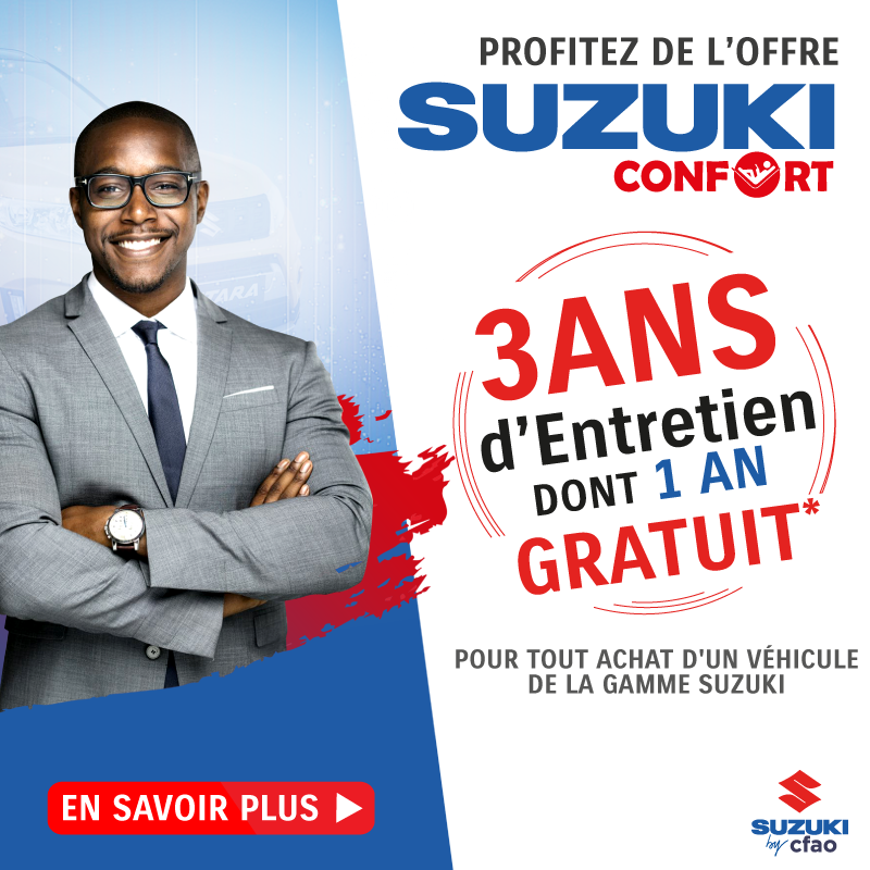 Souscrivez à l'offre SUZUKI CONFORT et bénéficiez de 3 ans d'entretien dont 1 an gratuit